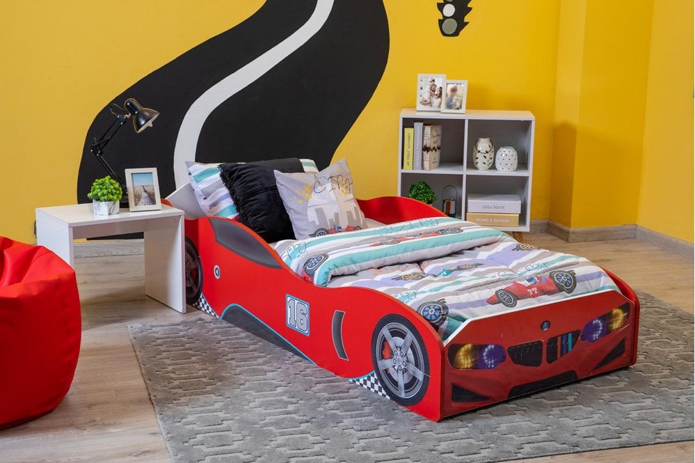 Make drifting off to dreamland a breeze with the Boca S Race Car Bed Red. This car-inspired bed is sure to cool things down for any little race car fanatic.